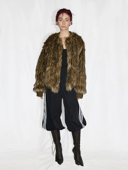 24ans Faux Fur Trim Detachable Hoodie Jacket
