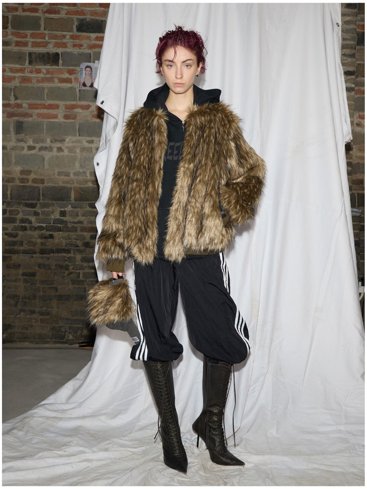 24ans Faux Fur Trim Detachable Hoodie Jacket