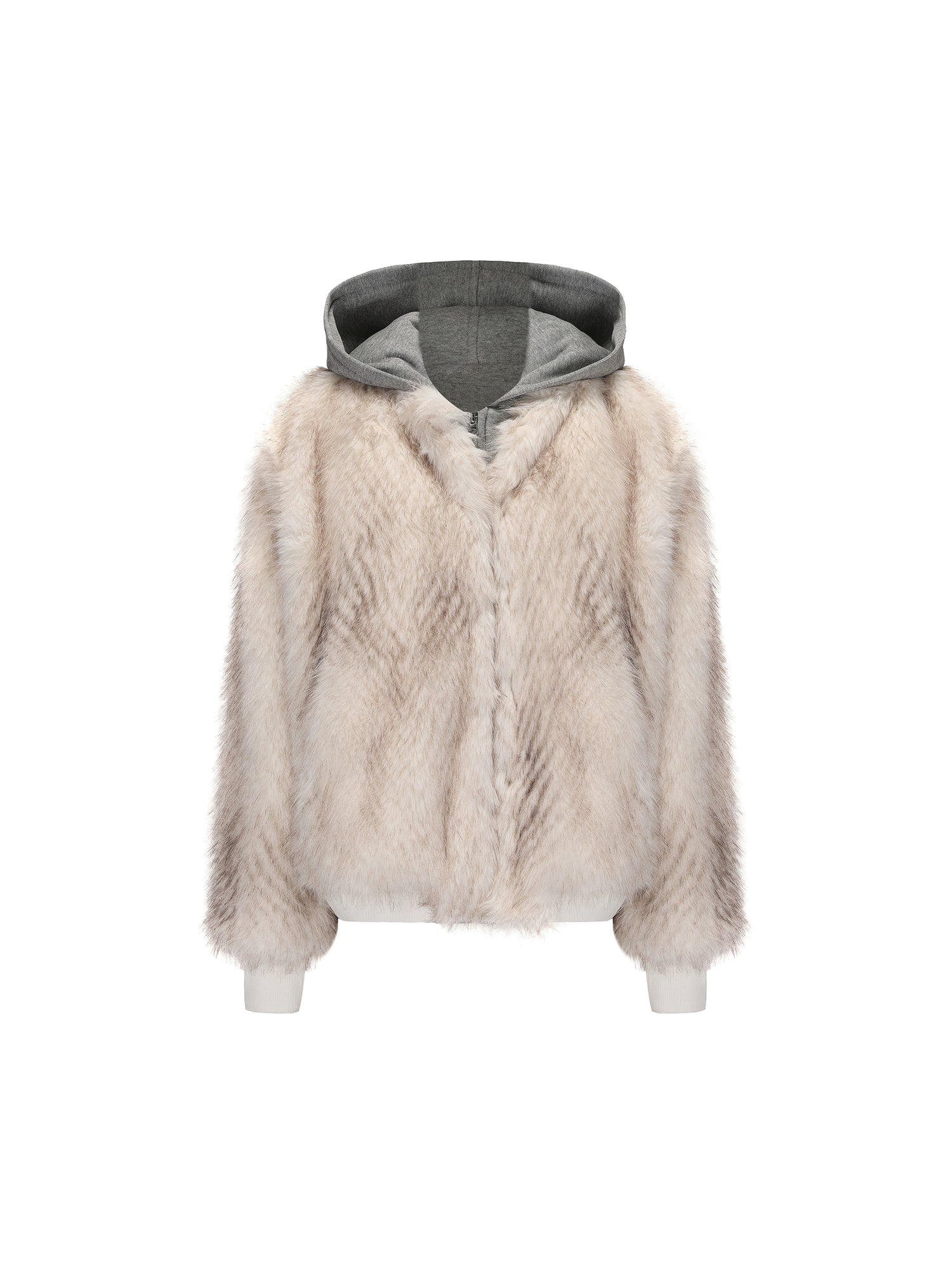 24ans Faux Fur Trim Detachable Hoodie Jacket MISSTT