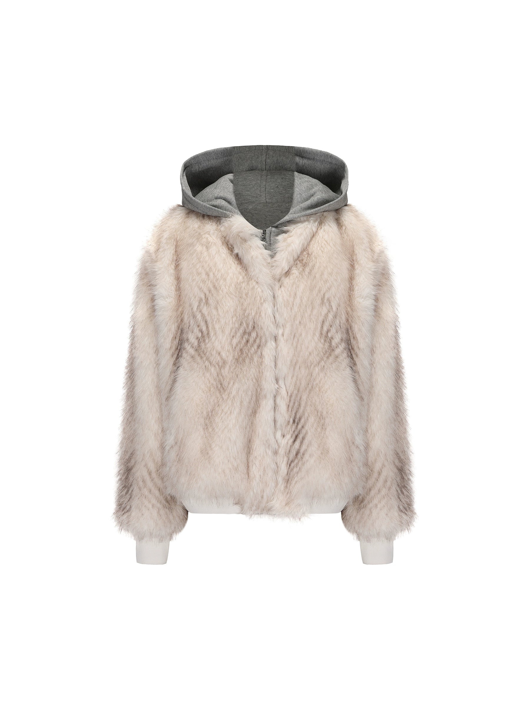 24ans Faux Fur Trim Detachable Hoodie Jacket MISSTT