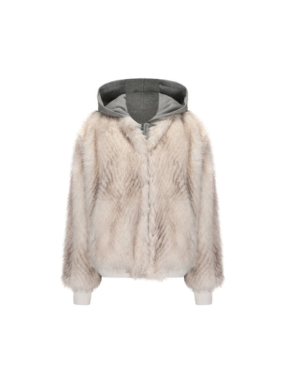 24ans Faux Fur Trim Detachable Hoodie Jacket MISSTT