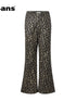 Flared Denim Pants With Studded Leopard Print