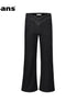 Flared Denim Pants With Studded Leopard Print