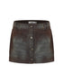 Flocked Washed High Waist Short Jacket Skirt Set