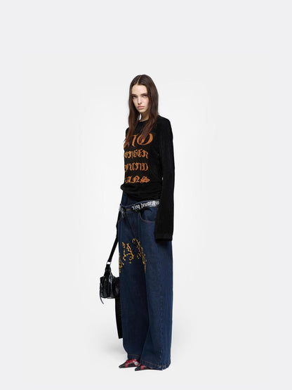 24ans Flocking Knit Long Sleeve Top