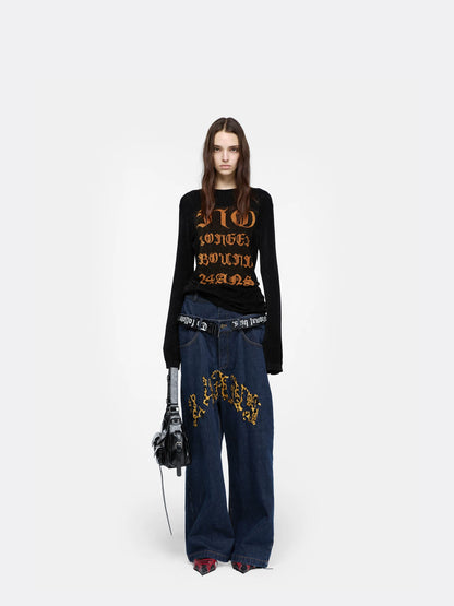 24ans Flocking Knit Long Sleeve Top-1