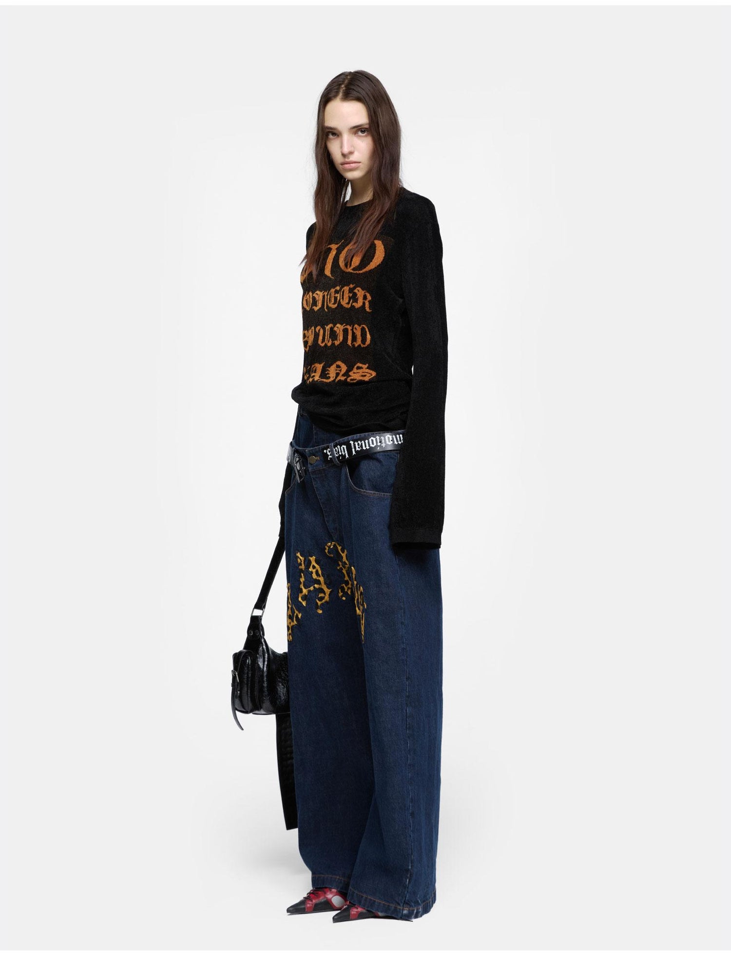 24ans Flocking Knit Long Sleeve Top