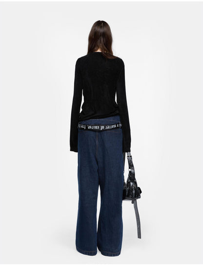 24ans Flocking Knit Long Sleeve Top