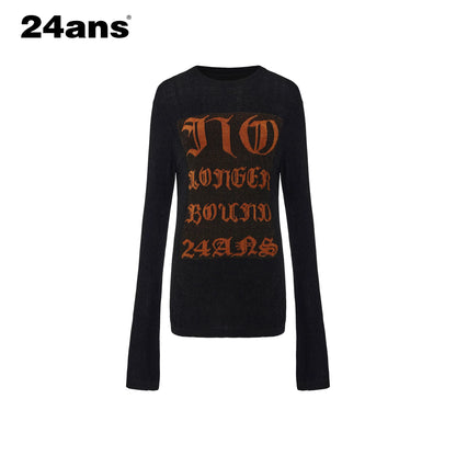 24ans Flocking Knit Long Sleeve Top MISSTT