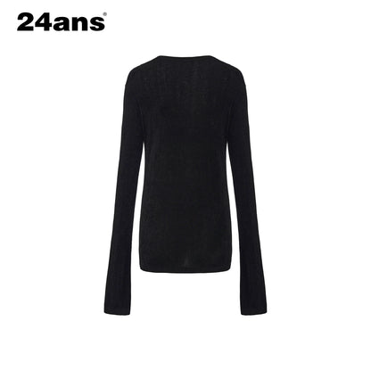 24ans Flocking Knit Long Sleeve Top MISSTT