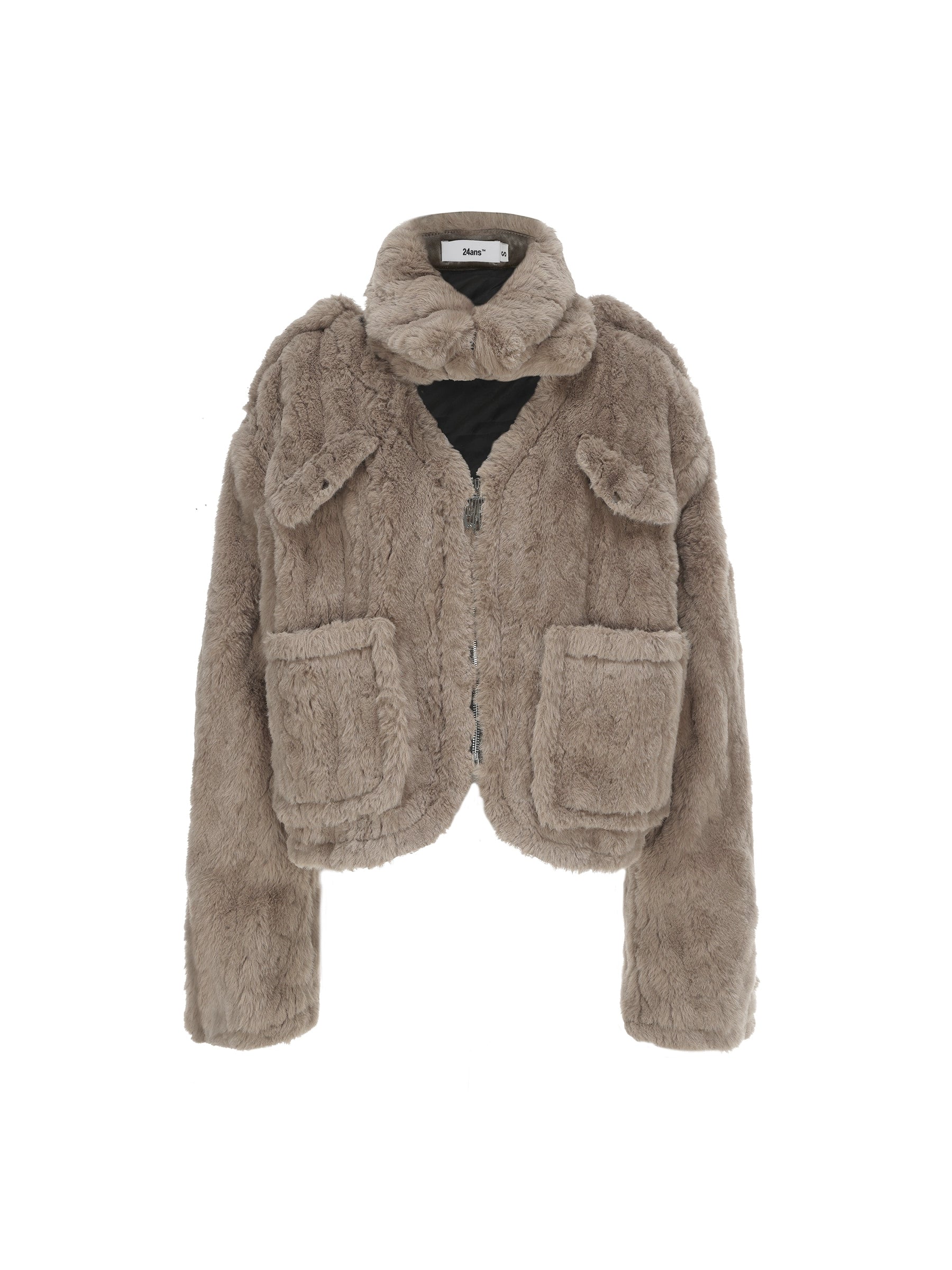 24ans Fluffy Brown Knit Winter Dress Set With Scarf MISSTT