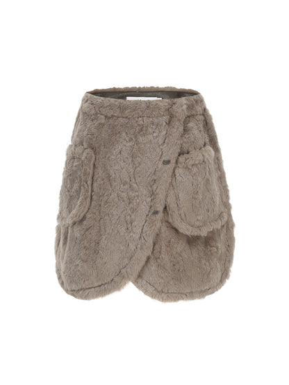 24ans Fluffy Brown Knit Winter Dress Set With Scarf MISSTT