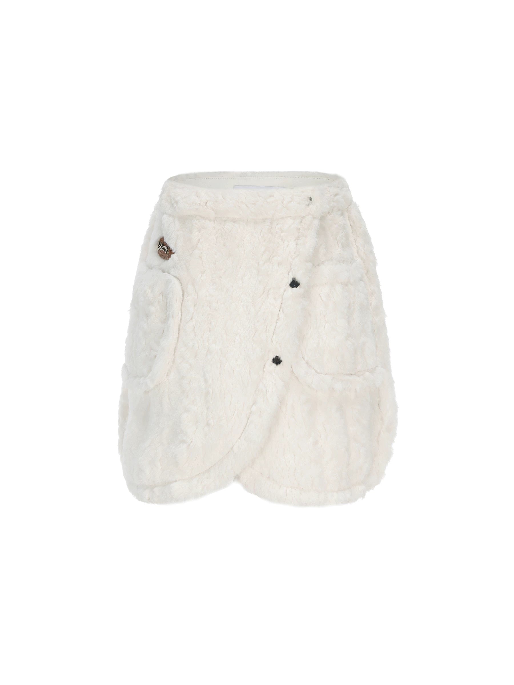 24ans Fluffy White Winter Lined Dress Set With Scarf MISSTT