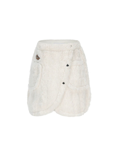 24ans Fluffy White Winter Lined Dress Set With Scarf MISSTT