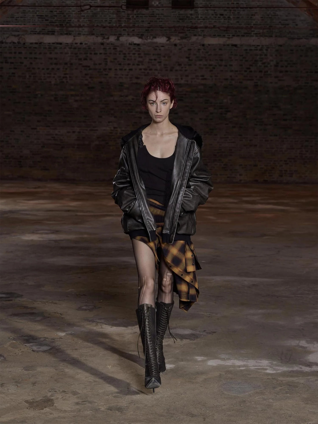 Fox Fur Trimmed Washed Leather Cotton Blend Jacket