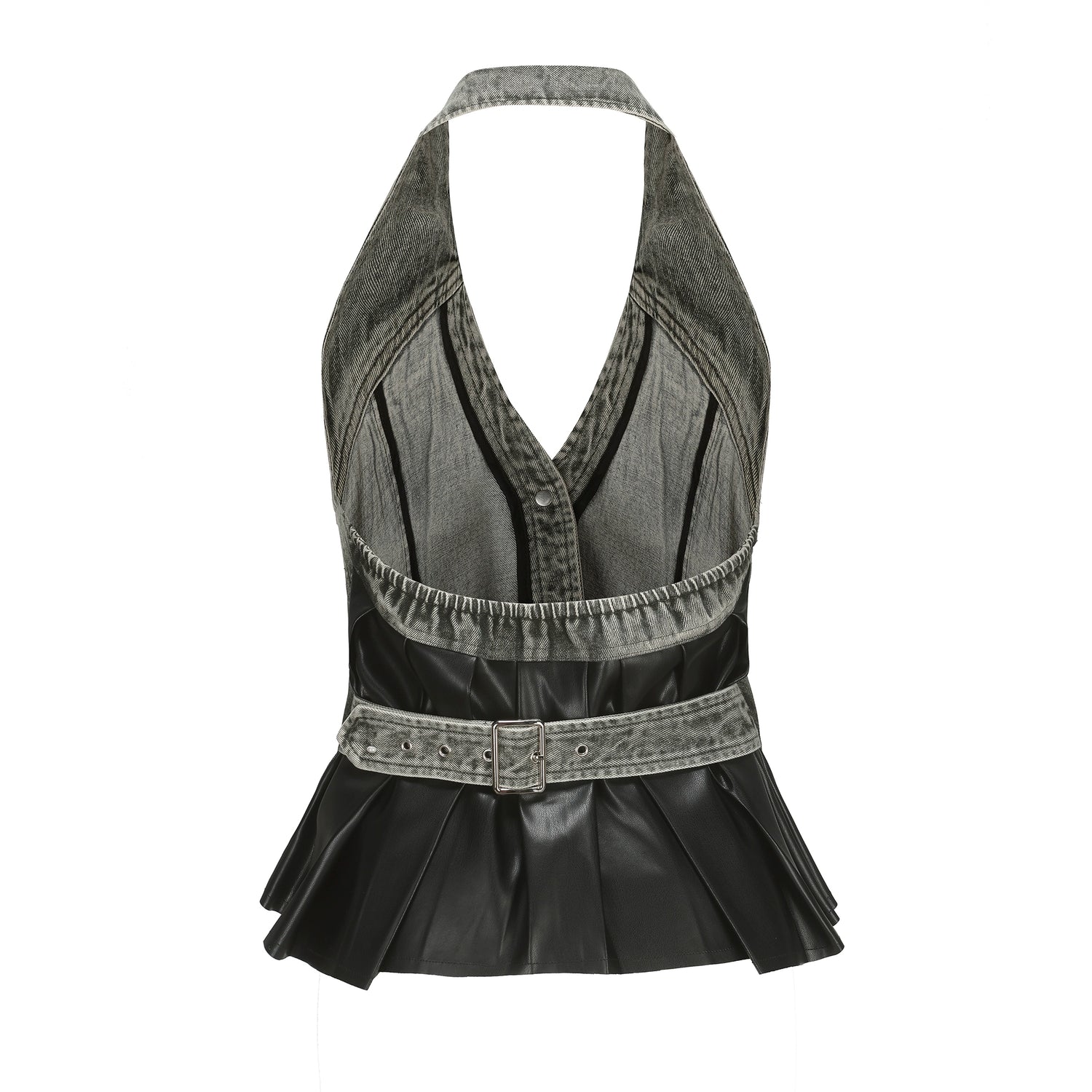 24ans_Grey_Brown_Backless_Denim_Structured_Skirt_Set_MISSTT