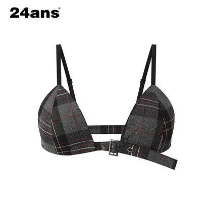24ans_Grid_Pattern_Bra_Top_And_Pleated_Skirt_Two_Piece_Set_MISSTT