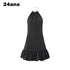 24ans Halter Neck Chain Strap Bubble Hem Fit & Flare Short Dress MISSTT