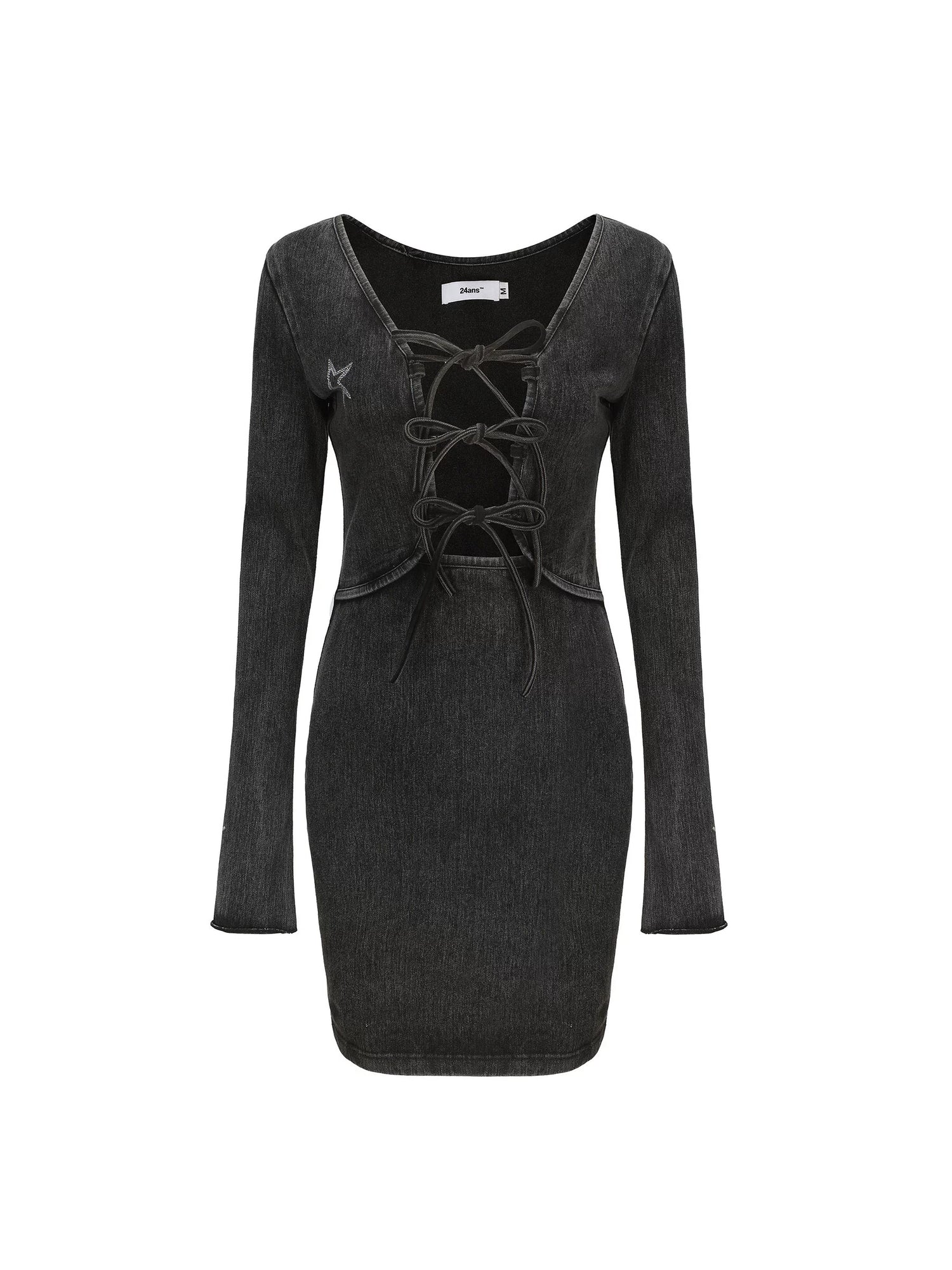 24ans_Halter_Neck_Hollowed_Out_Long_Sleeve_Top_And_Skirt_Set_MISSTT