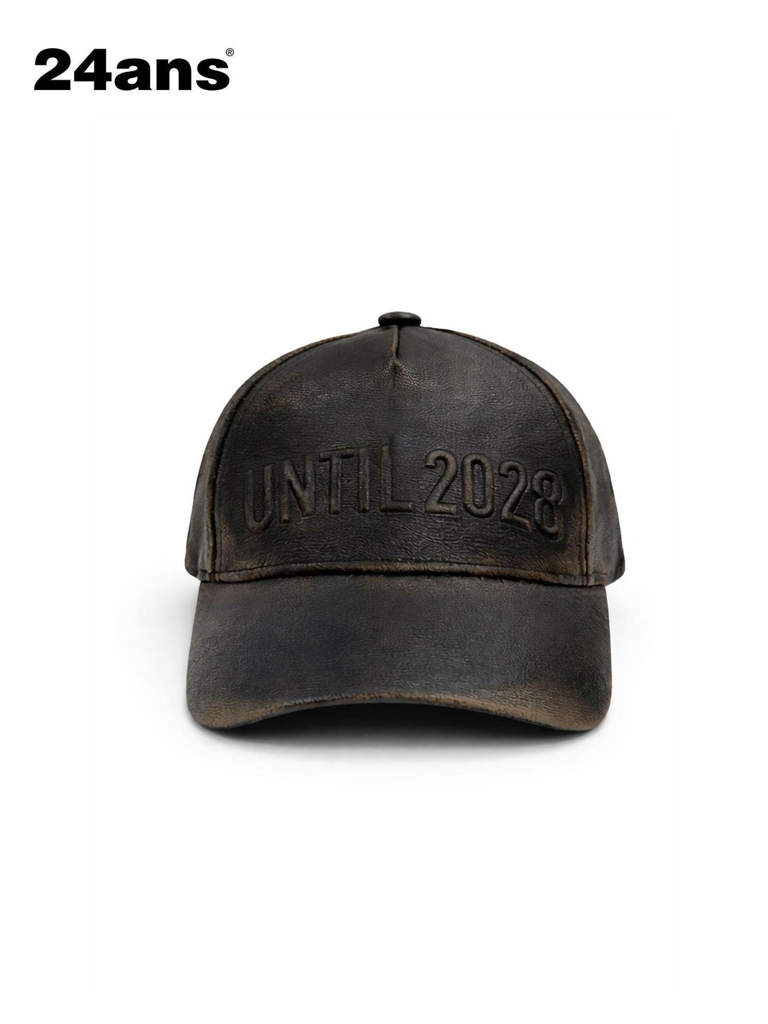 24ans Handmade Leather Curved Brim Distressed Unisex Adjustable Logo Baseball Caps