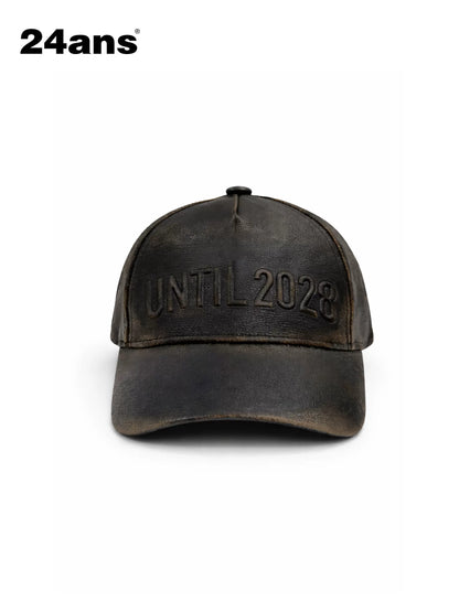 24ans Handmade Leather Curved Brim Distressed Unisex Adjustable Logo Baseball Caps-1