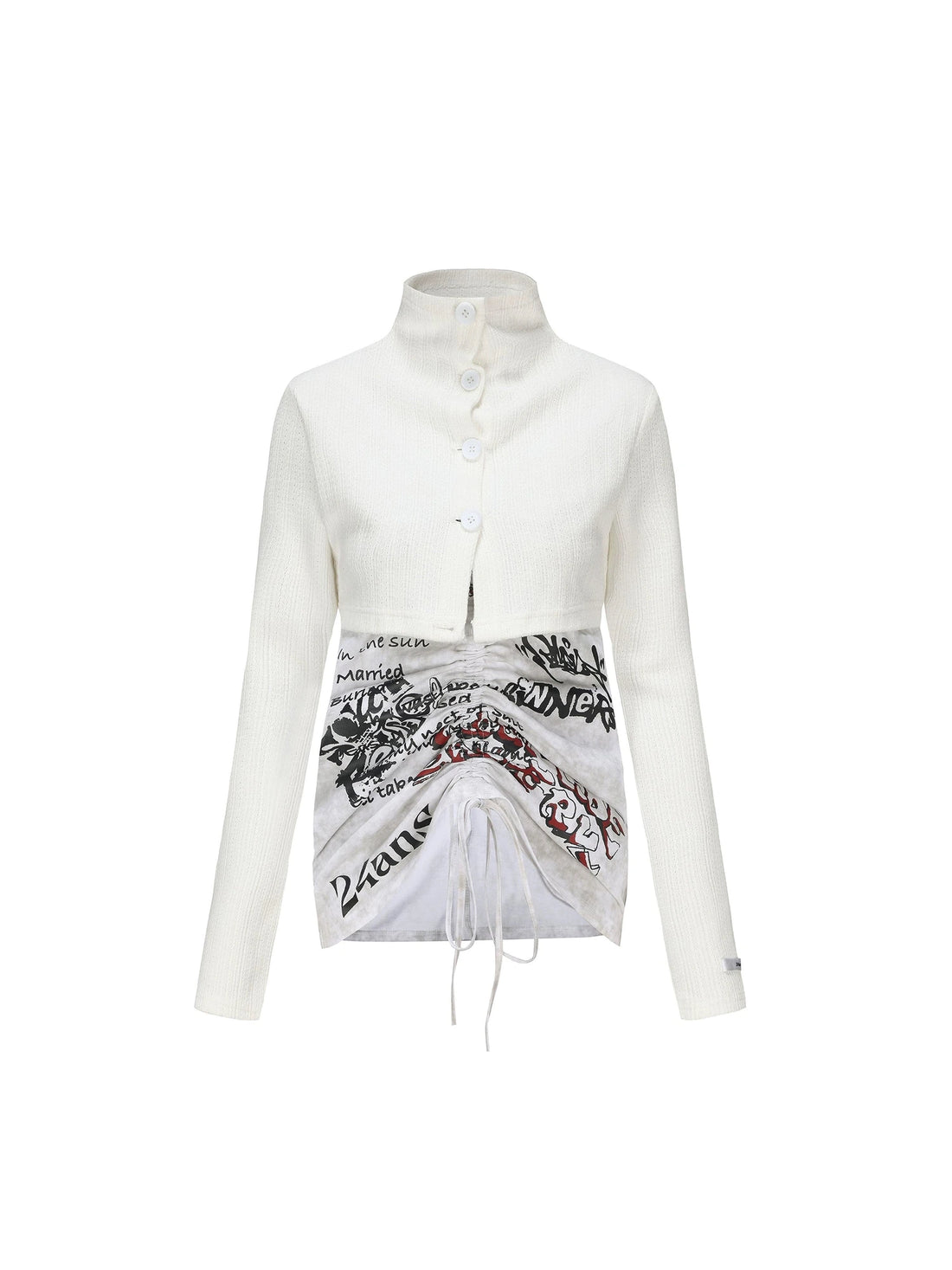 High Neck Knit Sweater Dress with Detachable Collar