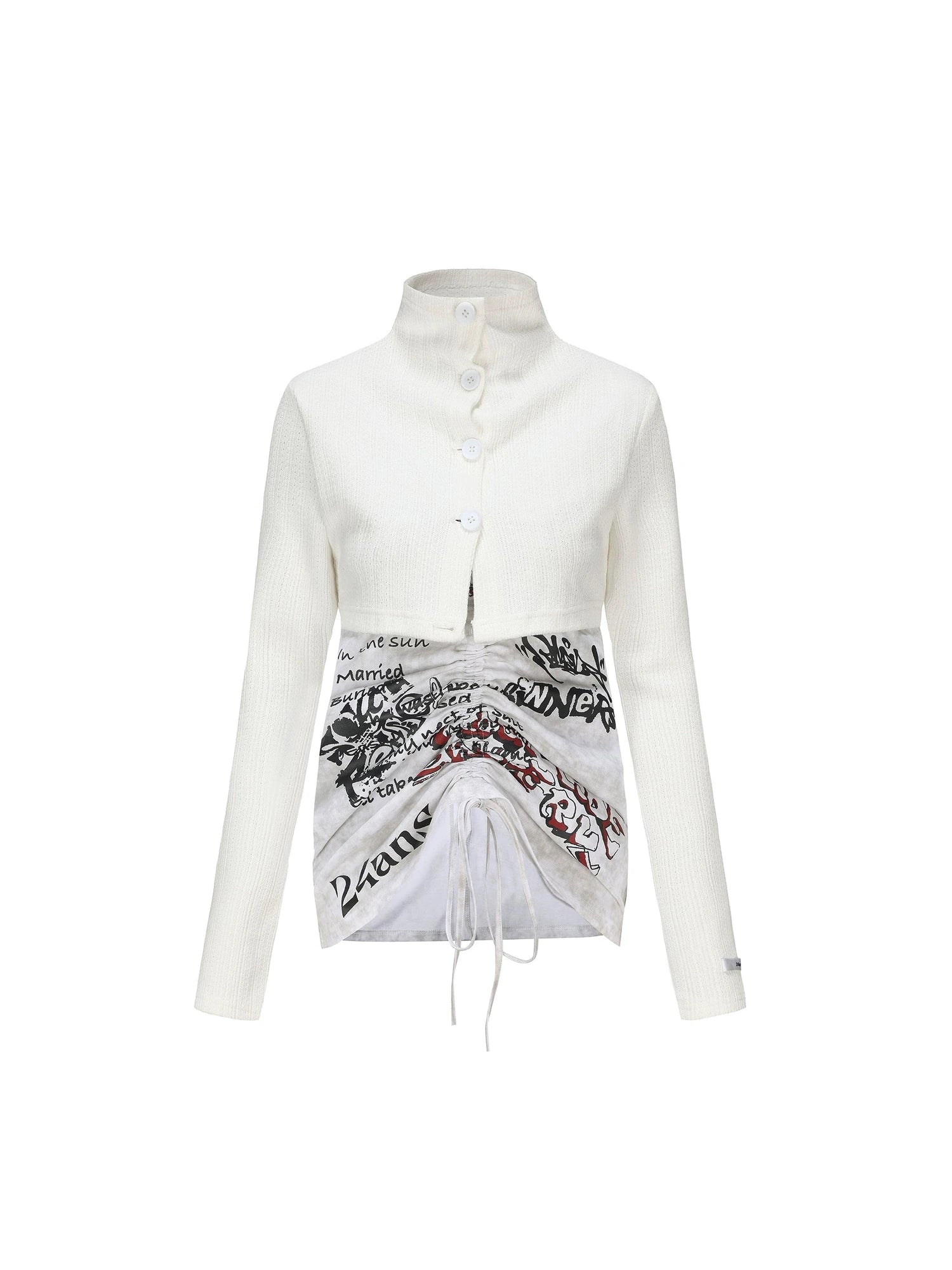 High Neck Knit Sweater Dress with Detachable Collar