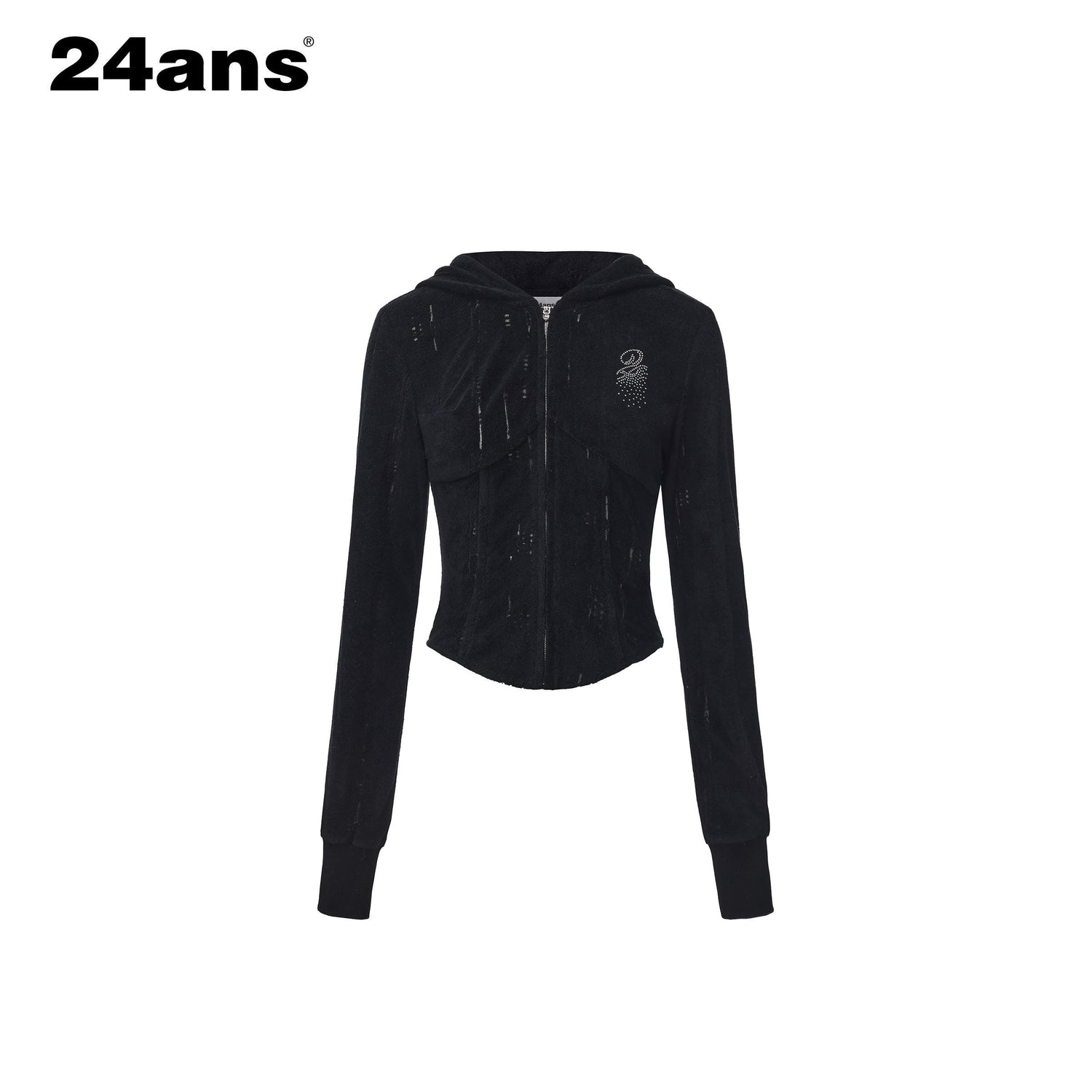 24ans High Waist Letter Print Long Sleeve Sweatshirt Women Black Top &amp; Pants Sets