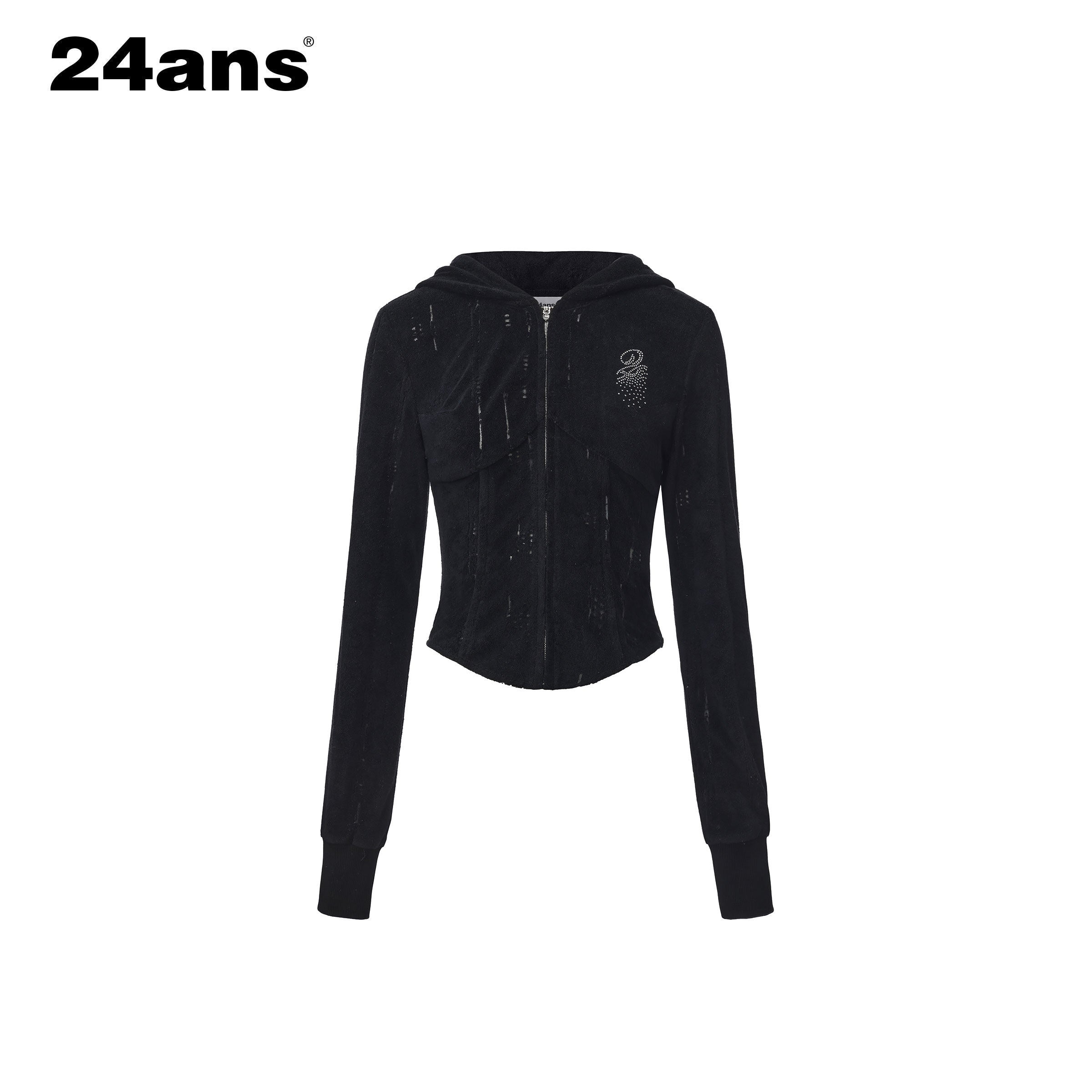 24ans High Waist Letter Print Long Sleeve Sweatshirt Women Black Top &amp; Pants Sets