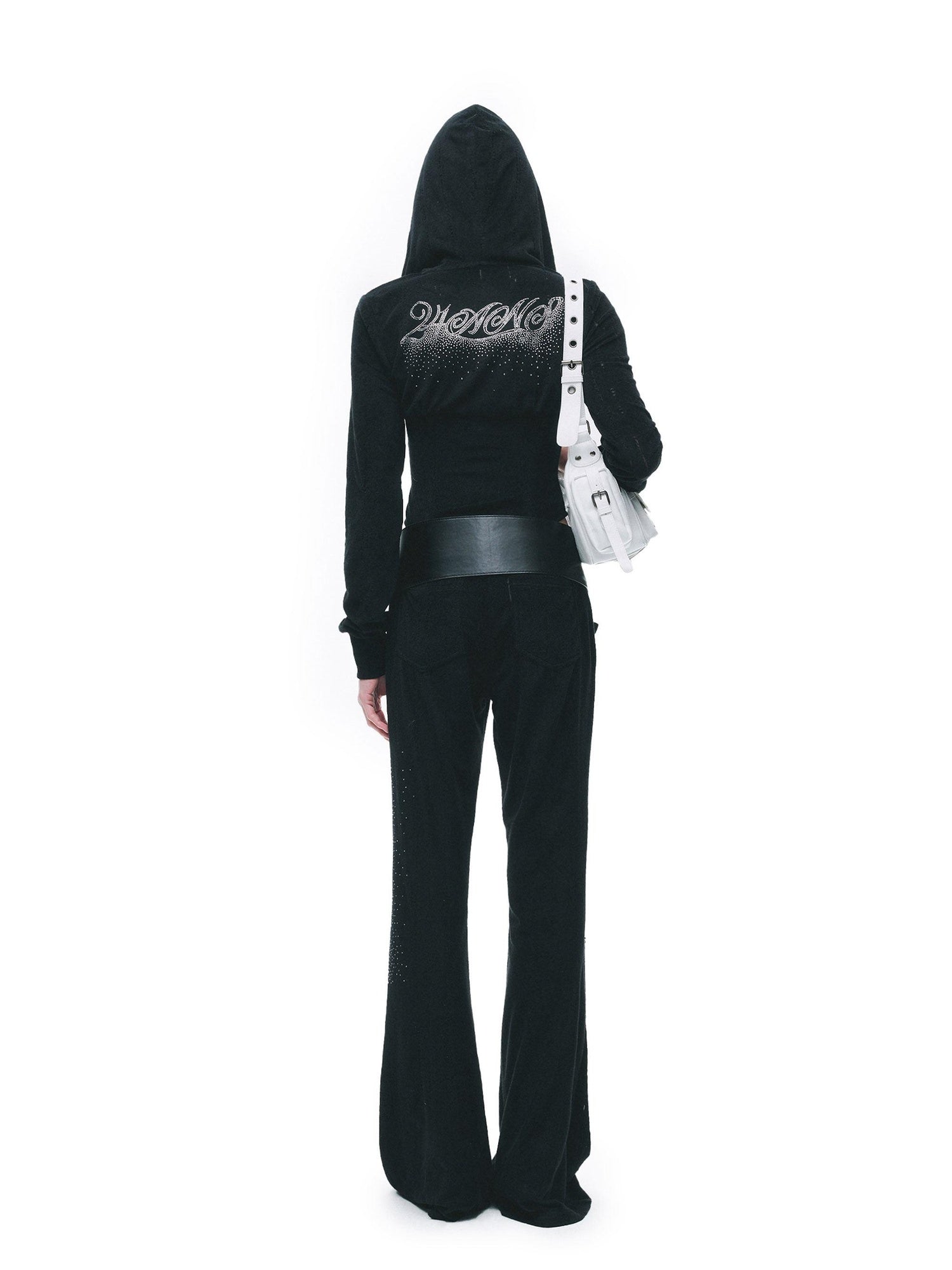 24ans High Waist Letter Print Long Sleeve Sweatshirt Women Black Top &amp; Pants Sets