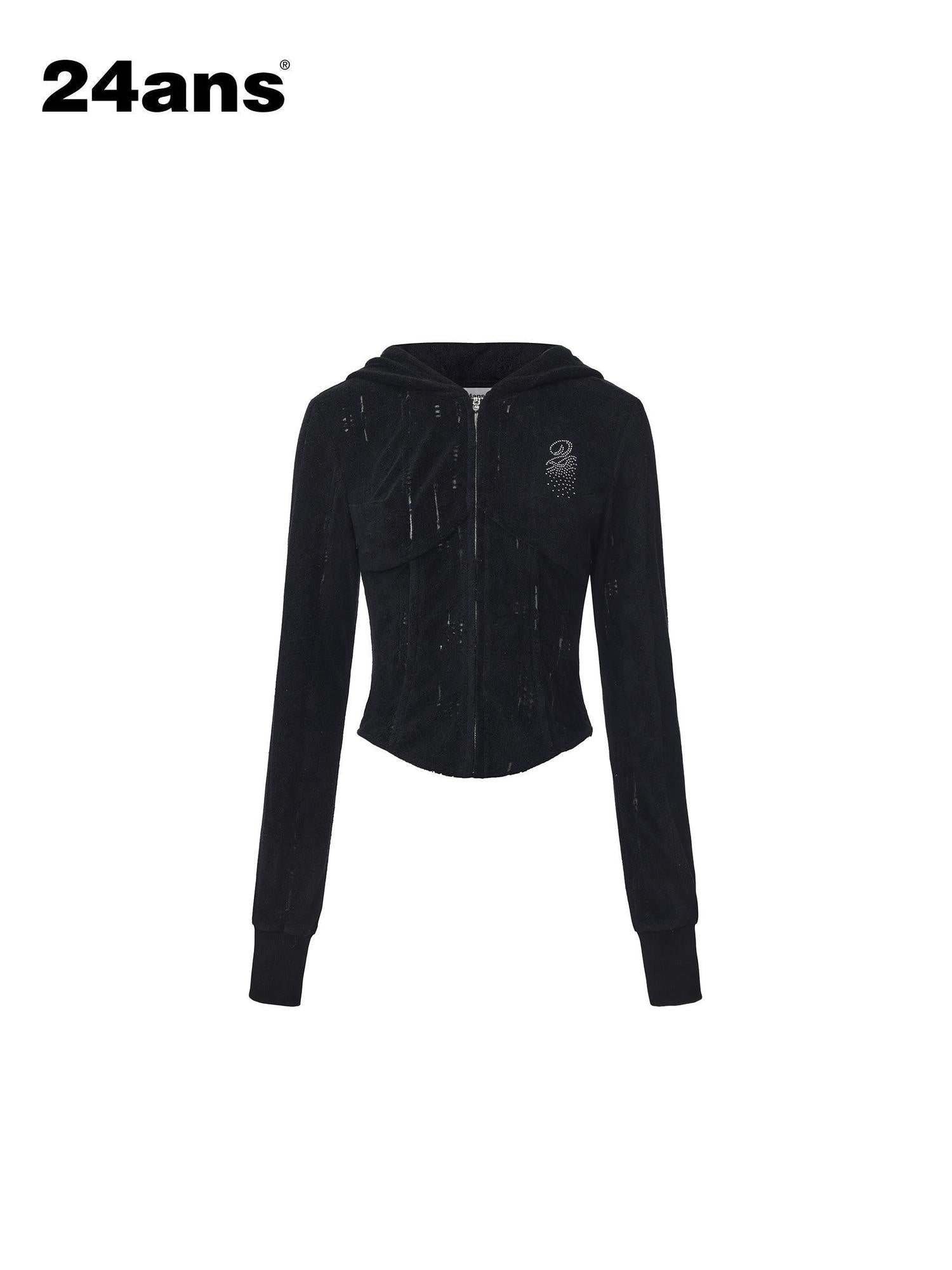24ans High Waist Letter Print Long Sleeve Sweatshirt Women Black Top &amp; Pants Sets