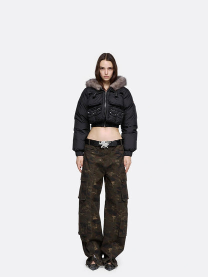 24ans Hooded Down Jacket With 3D Pockets Down Jacket