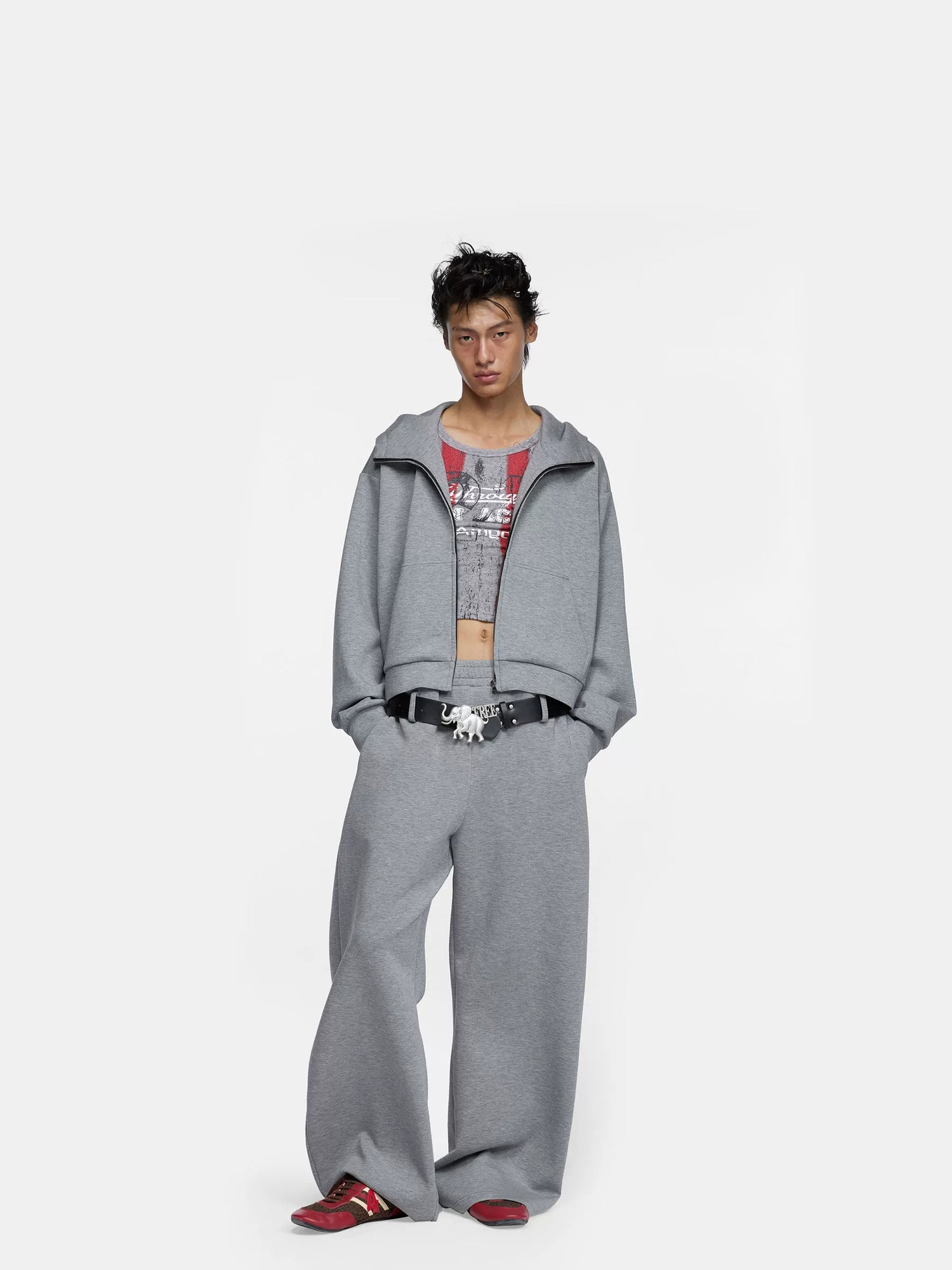 24ans Hoodie Sweatpants Set Unisex Gray Fleece-1