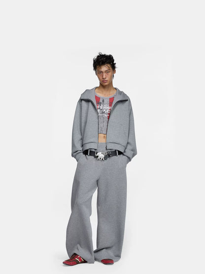 24ans Hoodie Sweatpants Set Unisex Gray Fleece-1