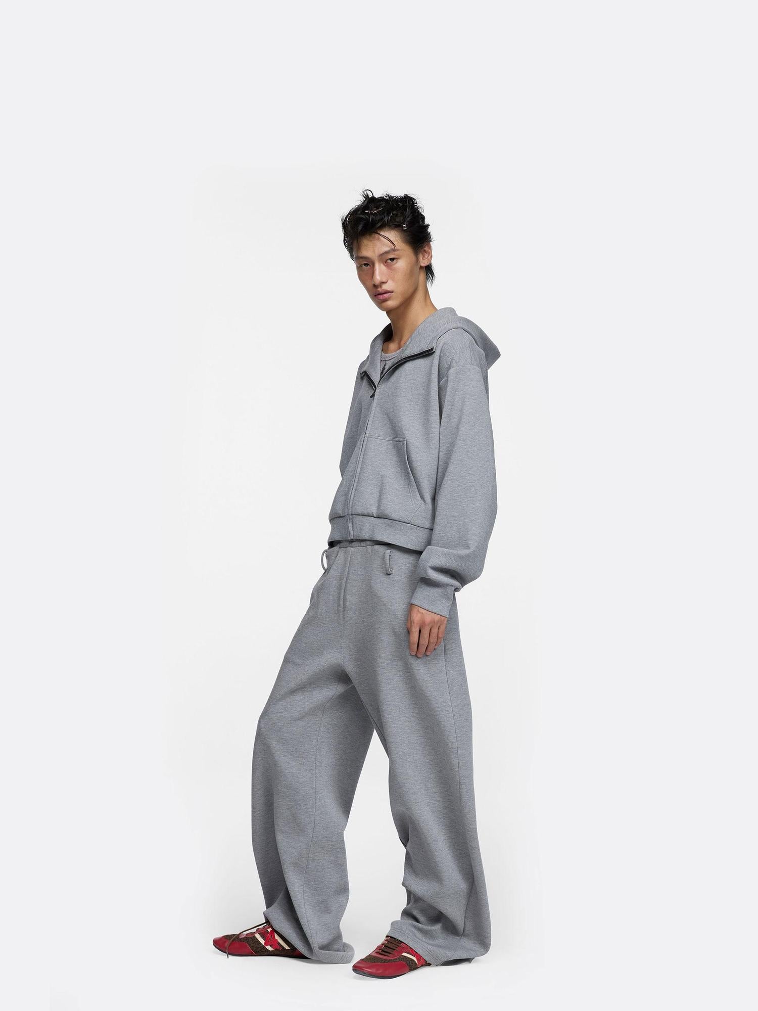 24ans Hoodie Sweatpants Set Unisex Gray Fleece