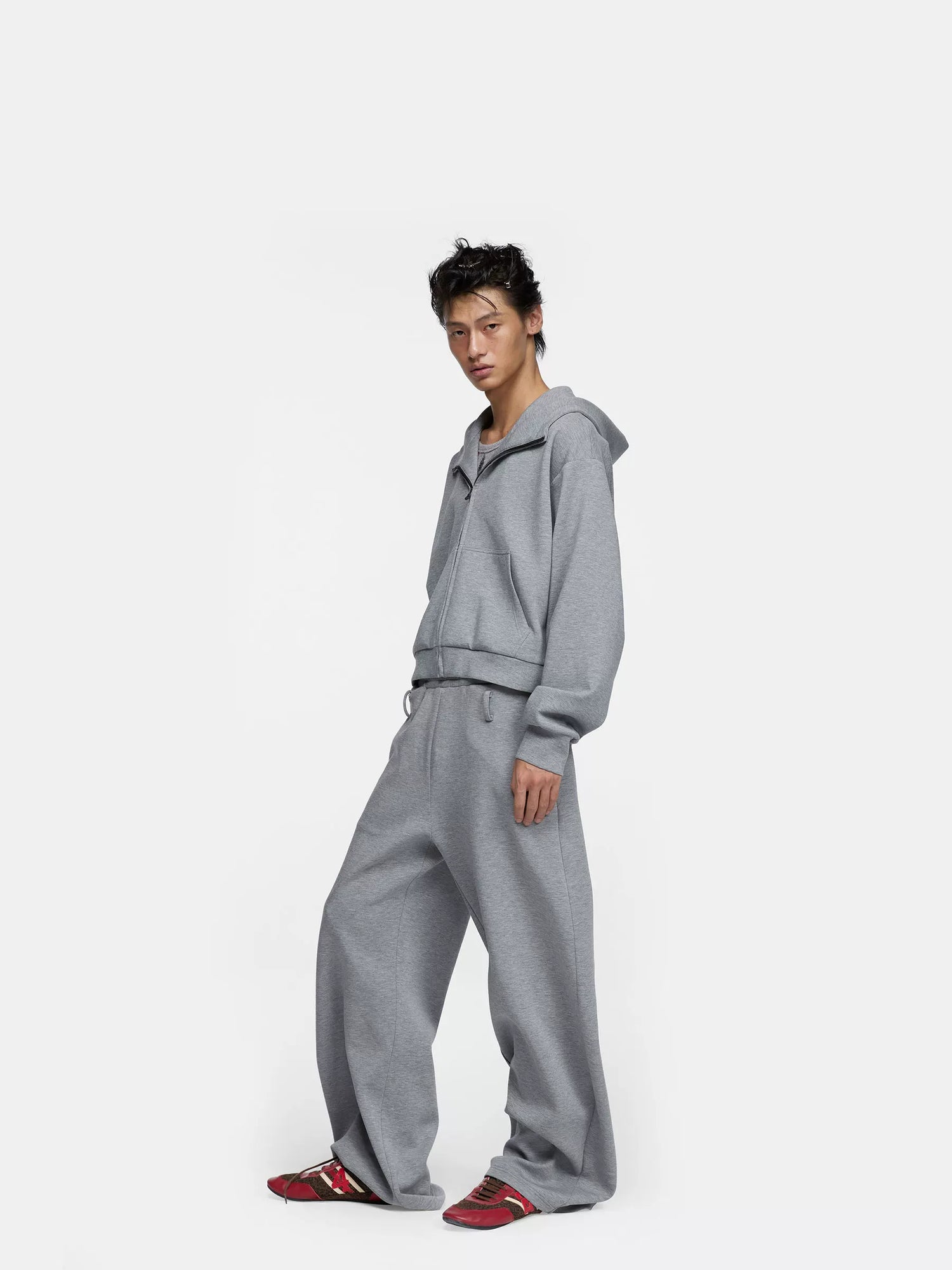 24ans Hoodie Sweatpants Set Unisex Gray Fleece-2