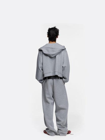 24ans Hoodie Sweatpants Set Unisex Gray Fleece