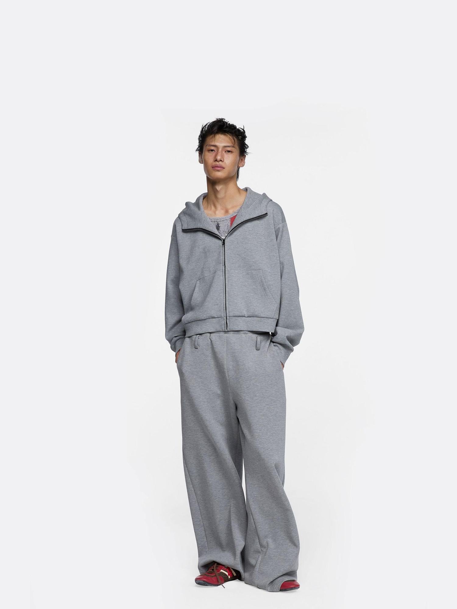 24ans Hoodie Sweatpants Set Unisex Gray Fleece