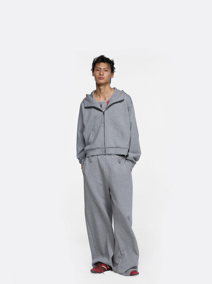 24ans Hoodie Sweatpants Set Unisex Gray Fleece
