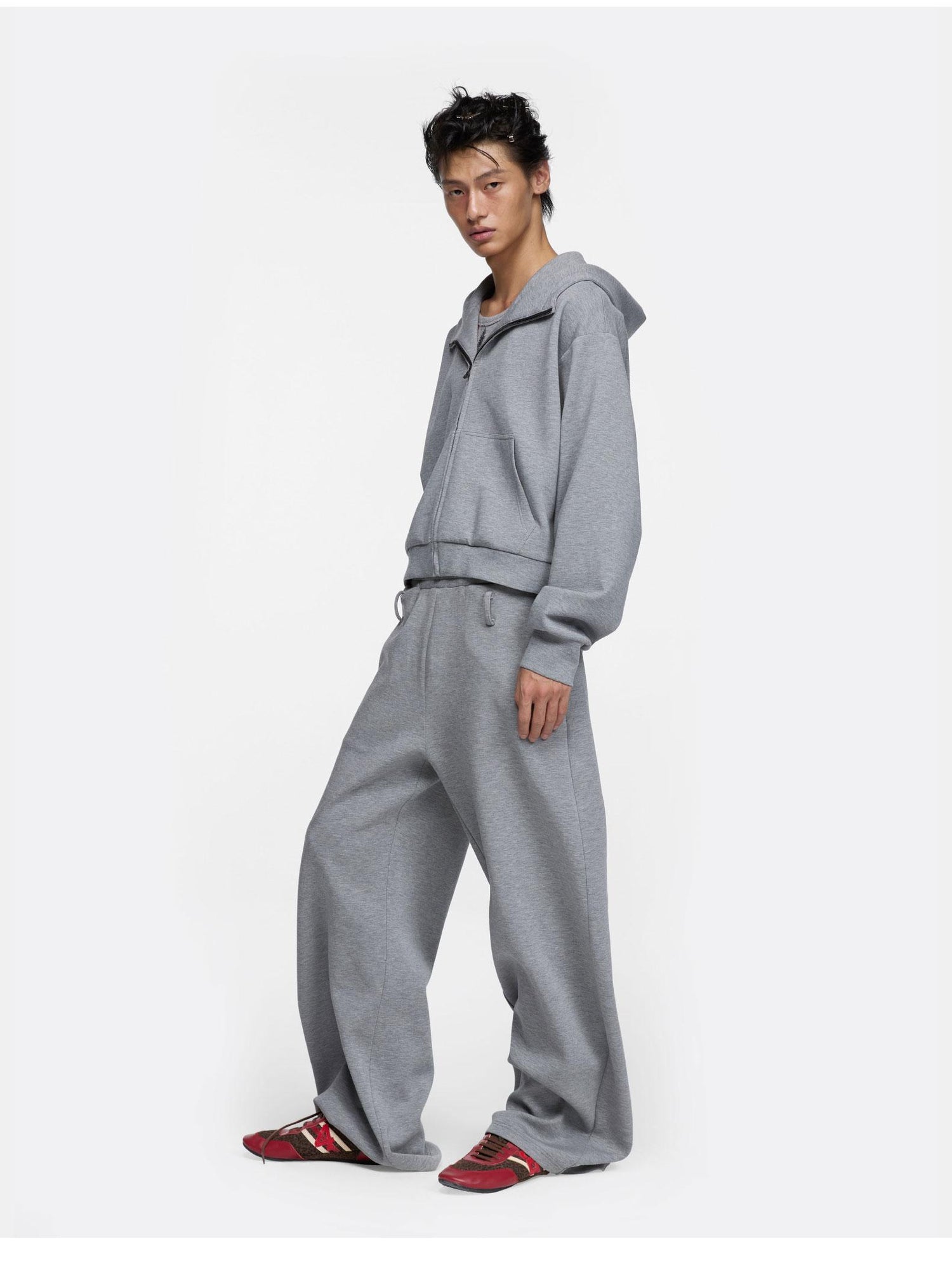 24ans Hoodie Sweatpants Set Unisex Gray Fleece
