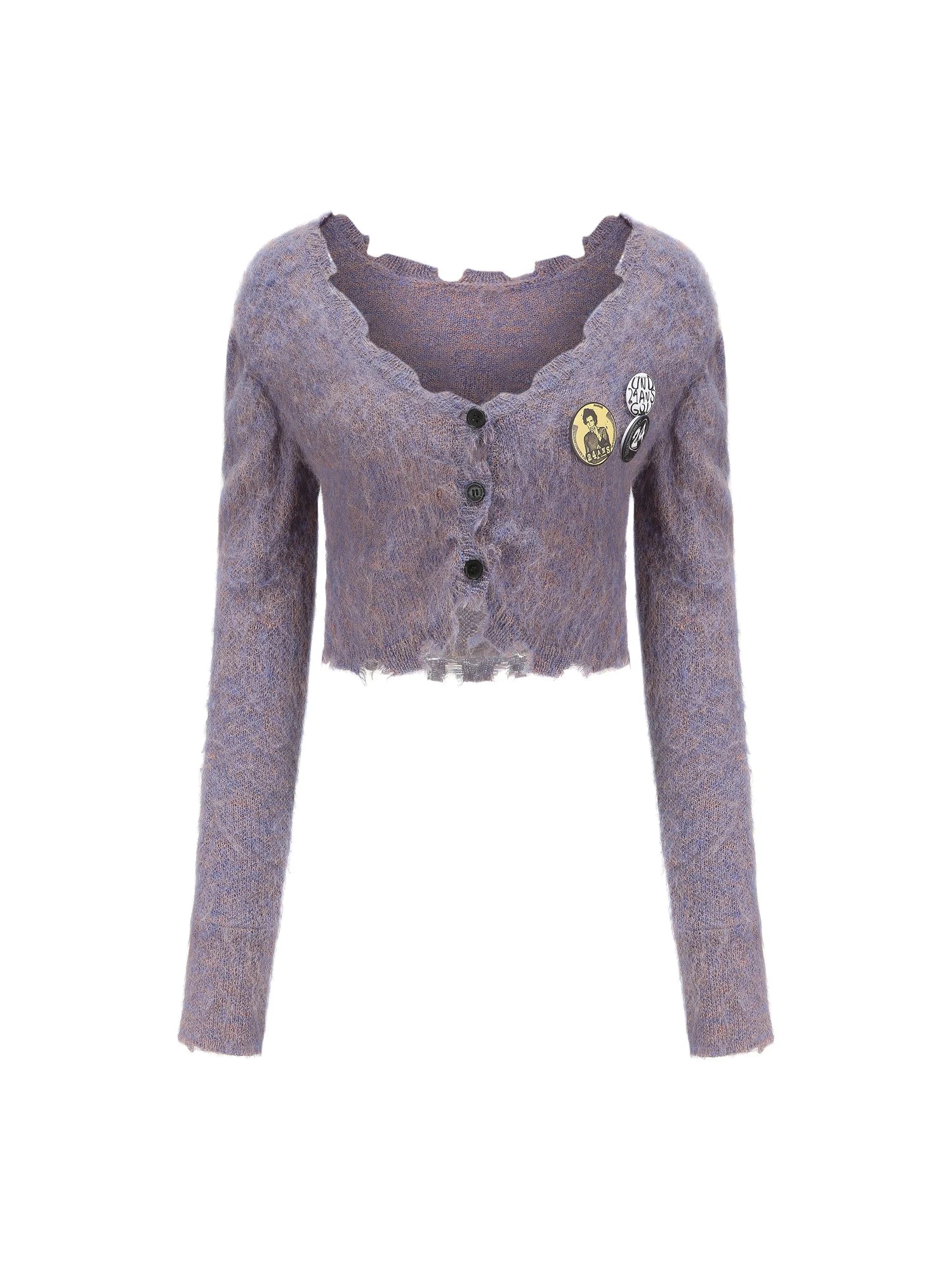 Knitted Cardigan Set Two Tone V Neck T Shirt Long Sleeve