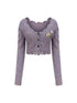 Knitted Cardigan Set Two Tone V Neck T Shirt Long Sleeve