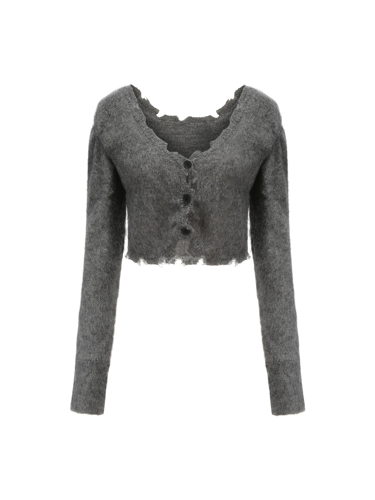 Knitted Cardigan Set Two Tone V Neck T Shirt Long Sleeve