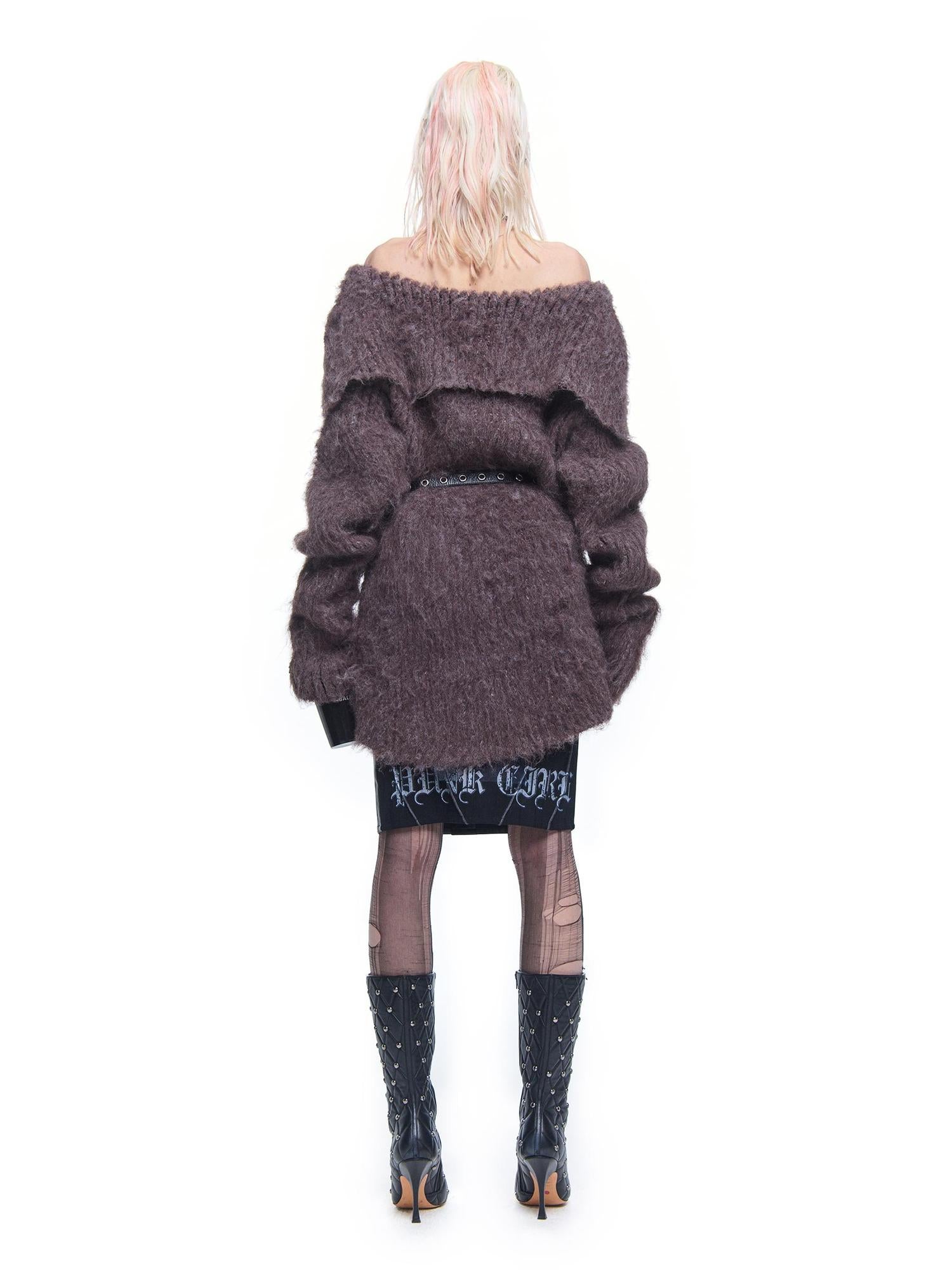 24ans Knitted Sweater Dress With Faux Fur Trim