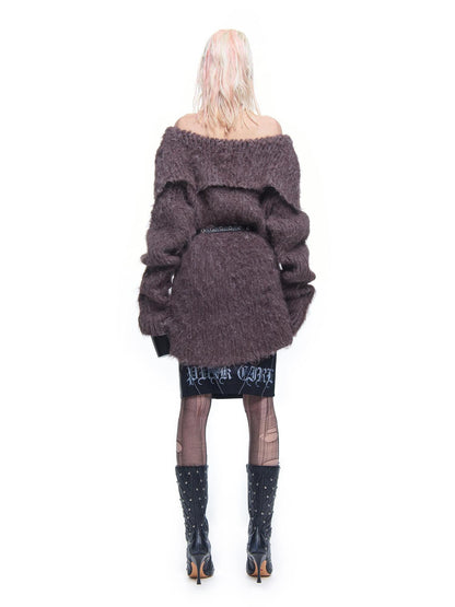 24ans Knitted Sweater Dress With Faux Fur Trim