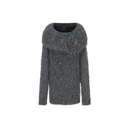 24ans Knitted Sweater Dress With Faux Fur Trim MISSTT