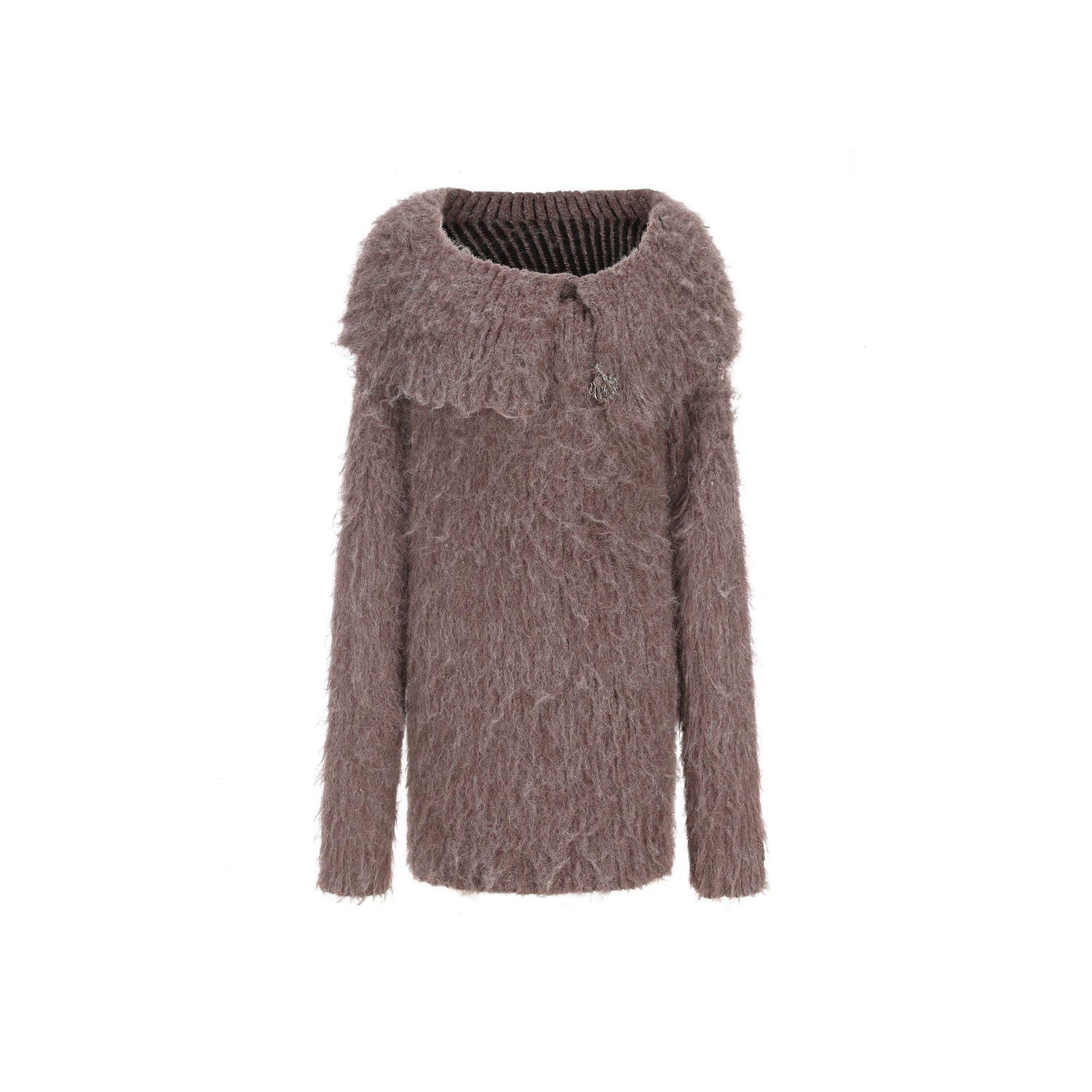 24ans Knitted Sweater Dress With Faux Fur Trim MISSTT