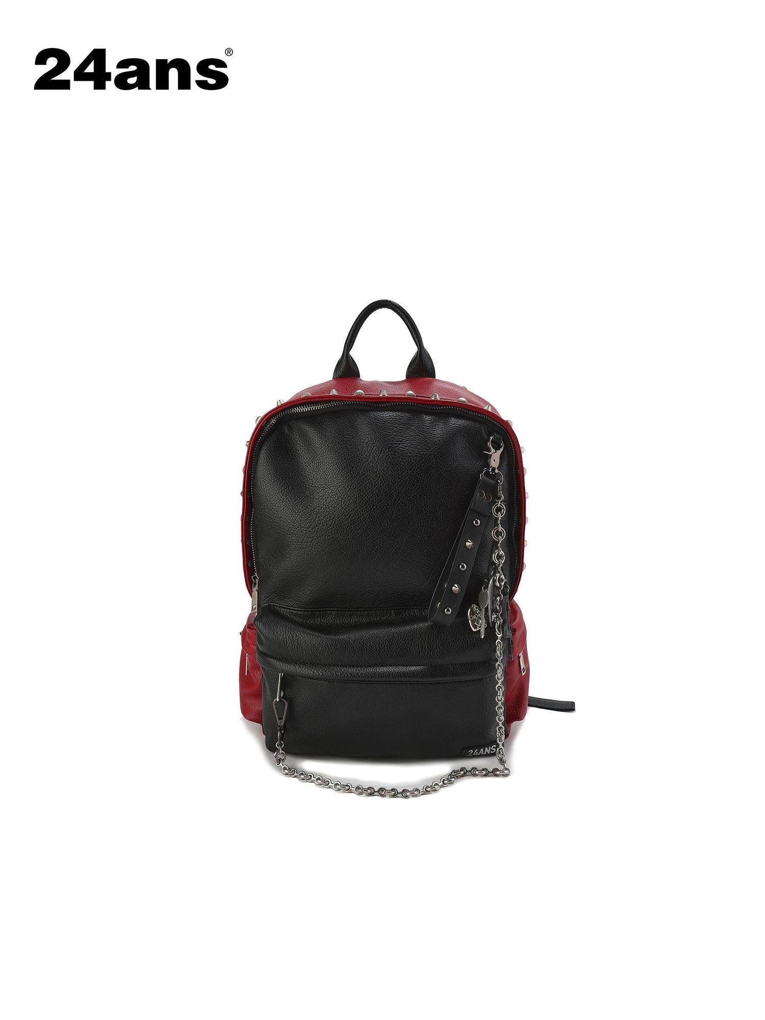 24ans Large Capacity Zip Closure Electroplated Hardware Daily White Black Backpack