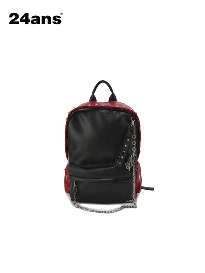 24ans Large Capacity Zip Closure Electroplated Hardware Daily White Black Backpack