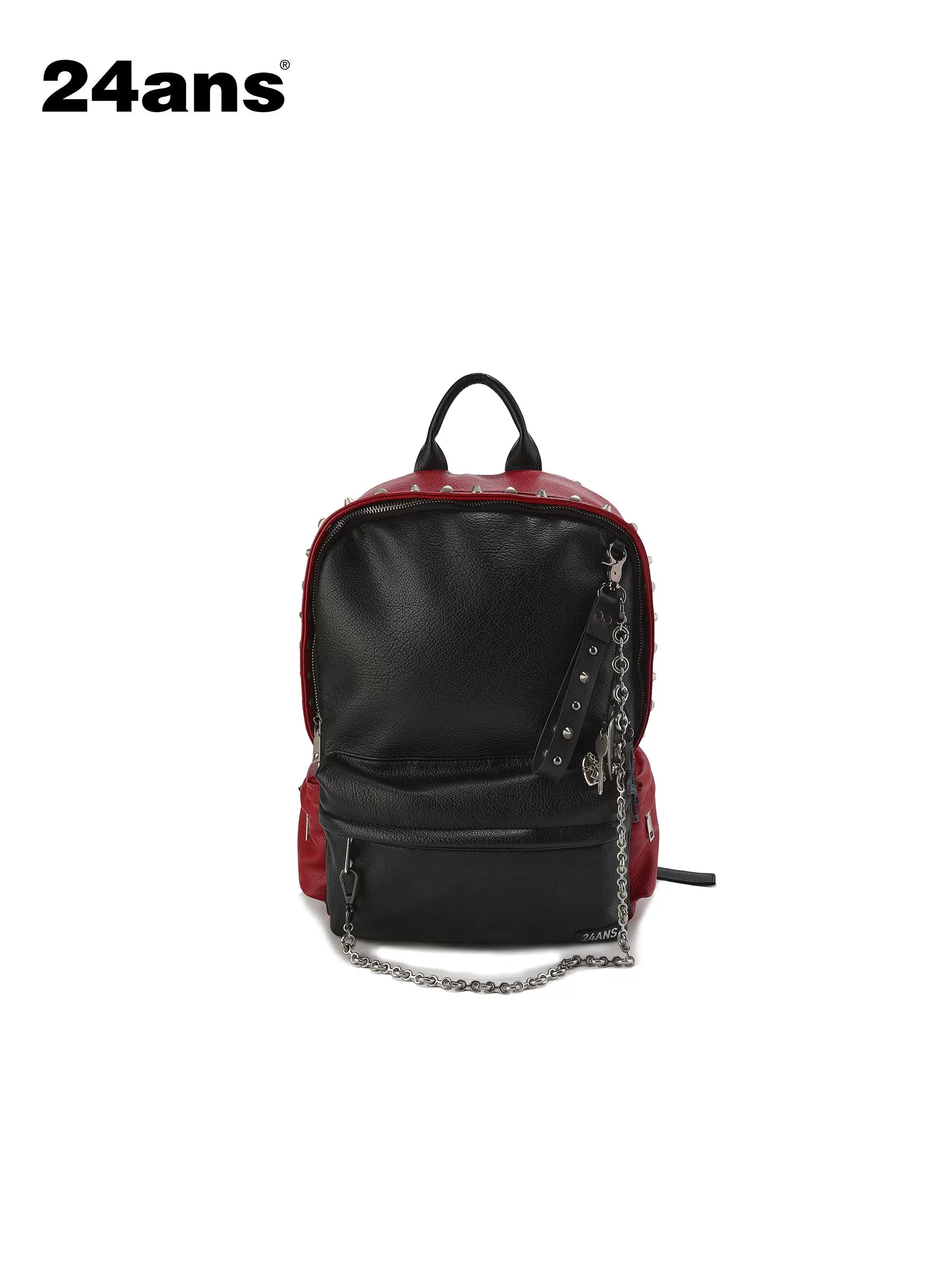 24ans Large Capacity Zip Closure Electroplated Hardware Daily White Black Backpack-1